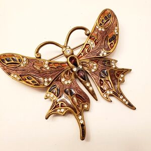 SWEET ROMANCE USA Butterfly Brooch with Gem Enamel Accents, 3.25 Inches